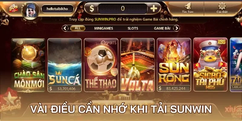 Các điều cần nhớ khi tiến hành bước tải Sunwin