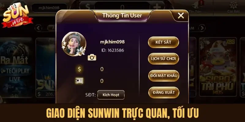 Giao diện Sunwin trực quan, tối ưu