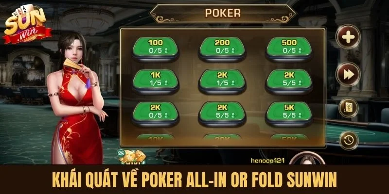 Khái quát về Poker All-in or Fold Sunwin