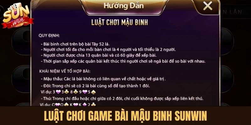 Luật chơi game bài Mậu Binh Sunwin