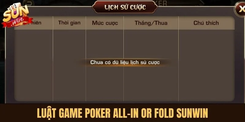 Luật game Poker All-in or Fold Sunwin