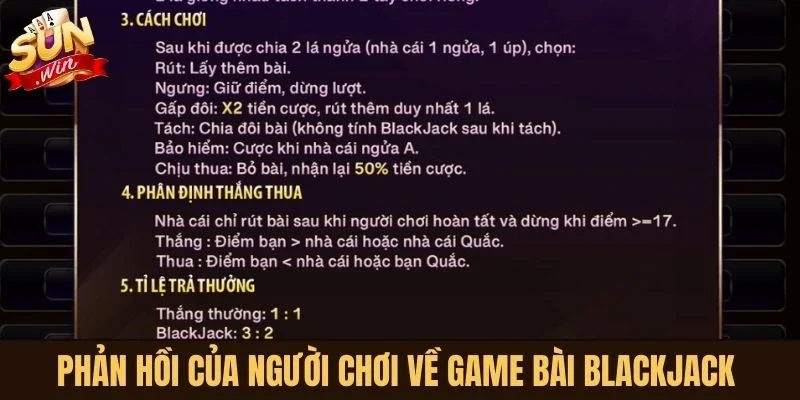 Phản hồi của người chơi về game bài Blackjack 