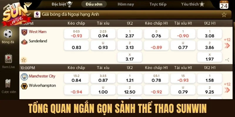 Tổng quan ngắn gọn sảnh Thể Thao Sunwin